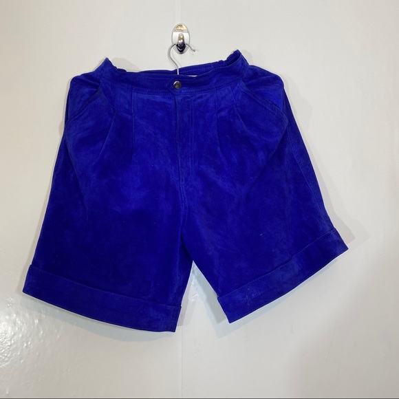Vintage shorts 80s Erez Sport Blue Suede short - Picture 1 of 4